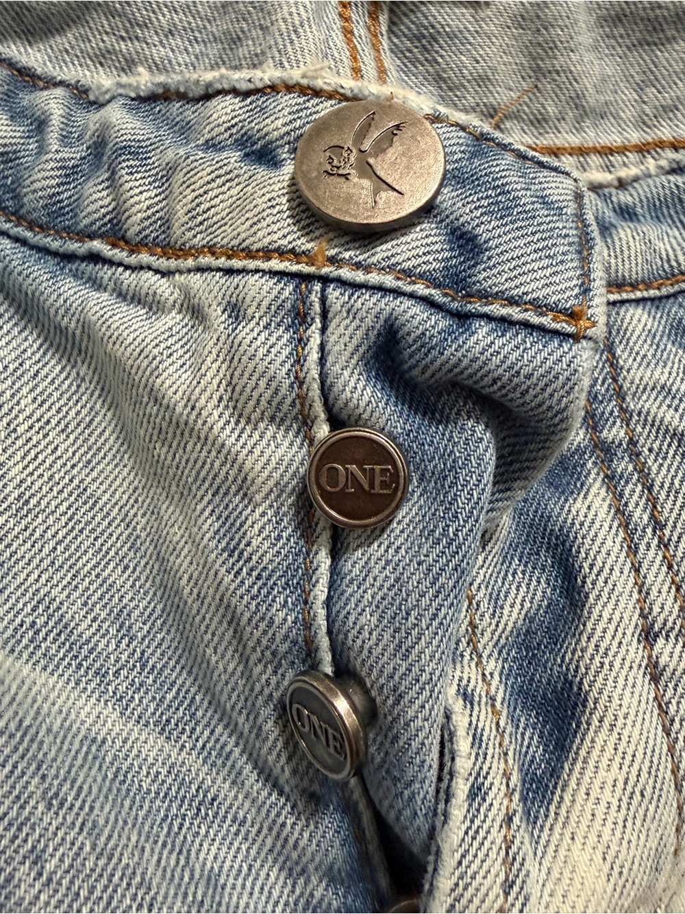One Teaspoon Light Blue Boyfriend Jeans with Branded Button Fly